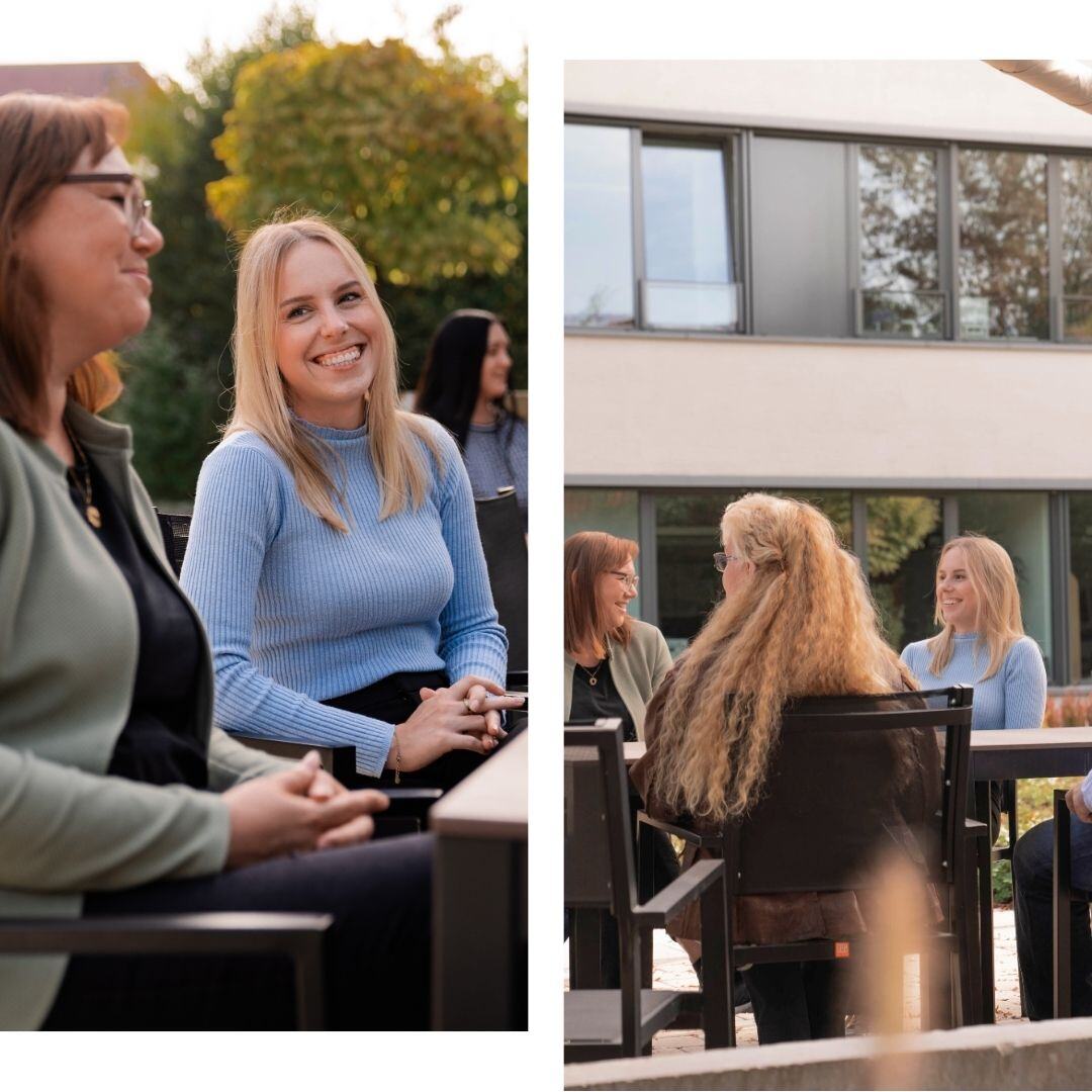 Trainee in der Mittagspause mit Kolleginnen und Kollegen.